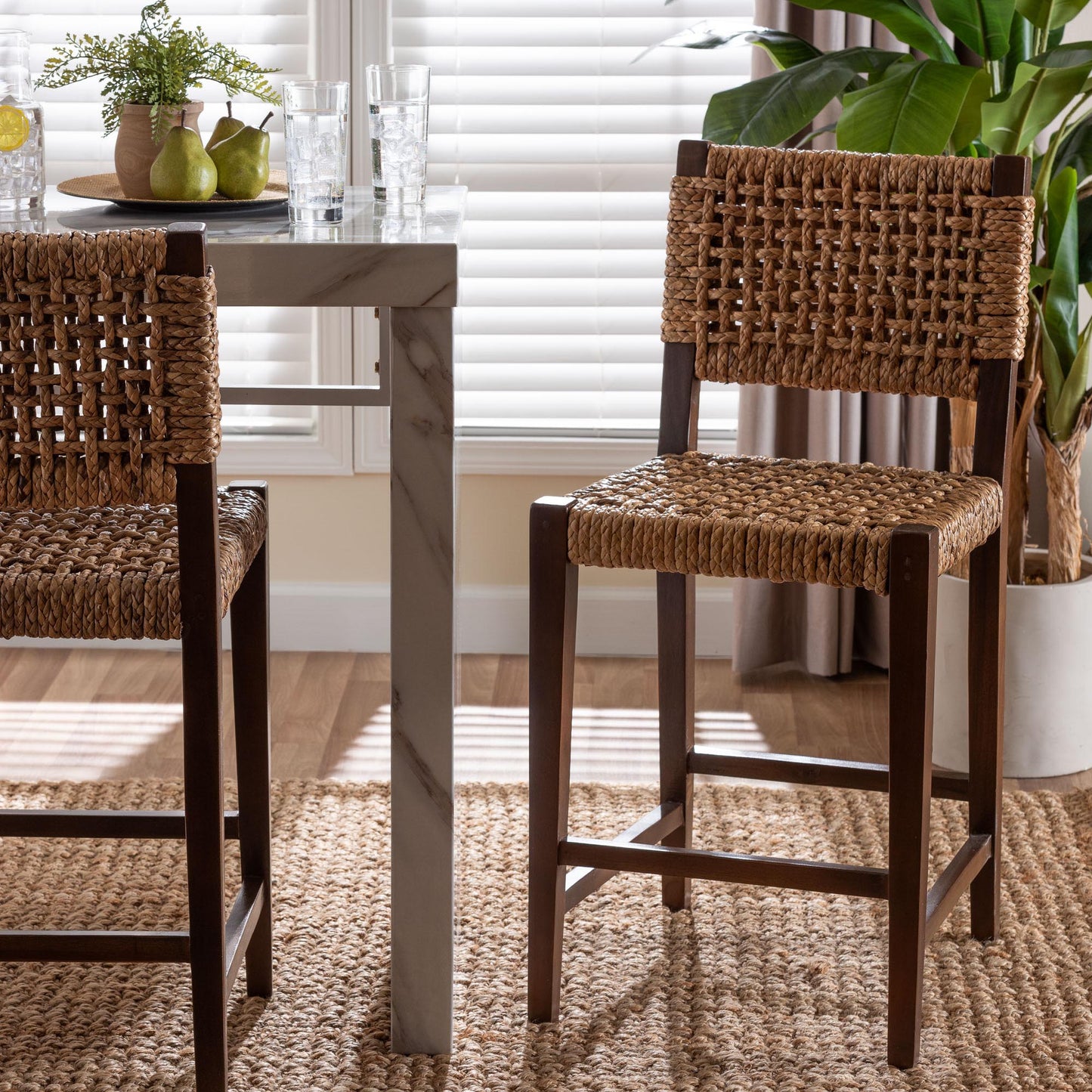 Alise Seagrass Counter Stool with Cushion