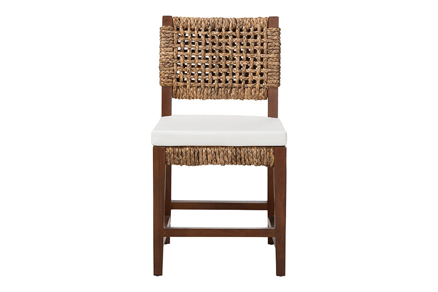 bali & pari Alise Handwoven Seagrass Dining Chair with Mahogany Wood Frame with Cushion- Woven Back and Seat Chair