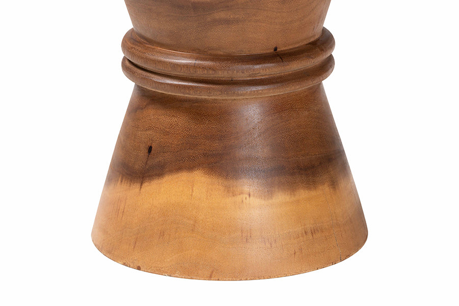 bali & pari Samira Solid Suar Wood Side Table - Handcrafted Sculptural End Table with Hourglass Design, Modern Boho Style for Living Room or Bedroom