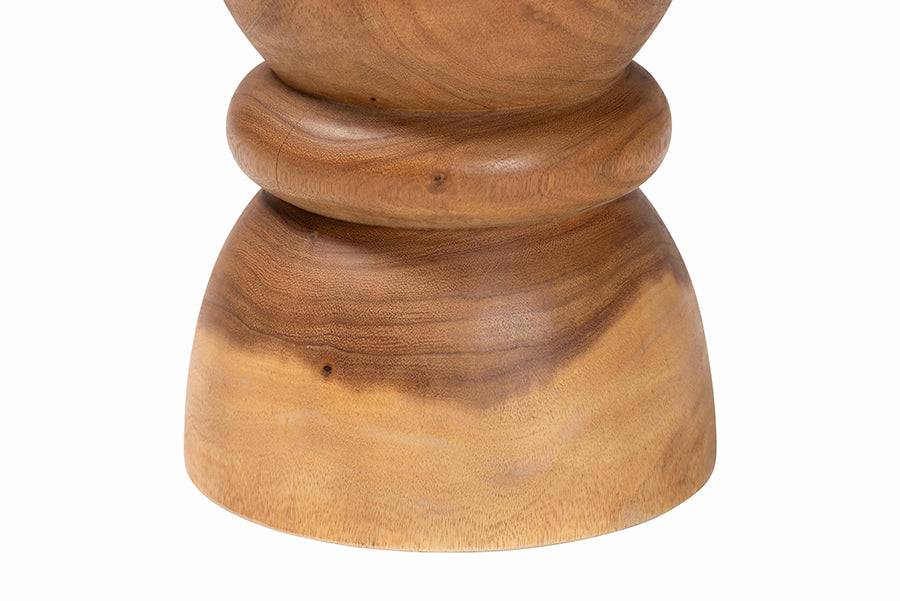 bali & pari Bancroft Solid Suar Wood Side Table - Handcrafted Sculptural End Table with Hourglass Design, Modern Boho Style for Living Room or Bedroom