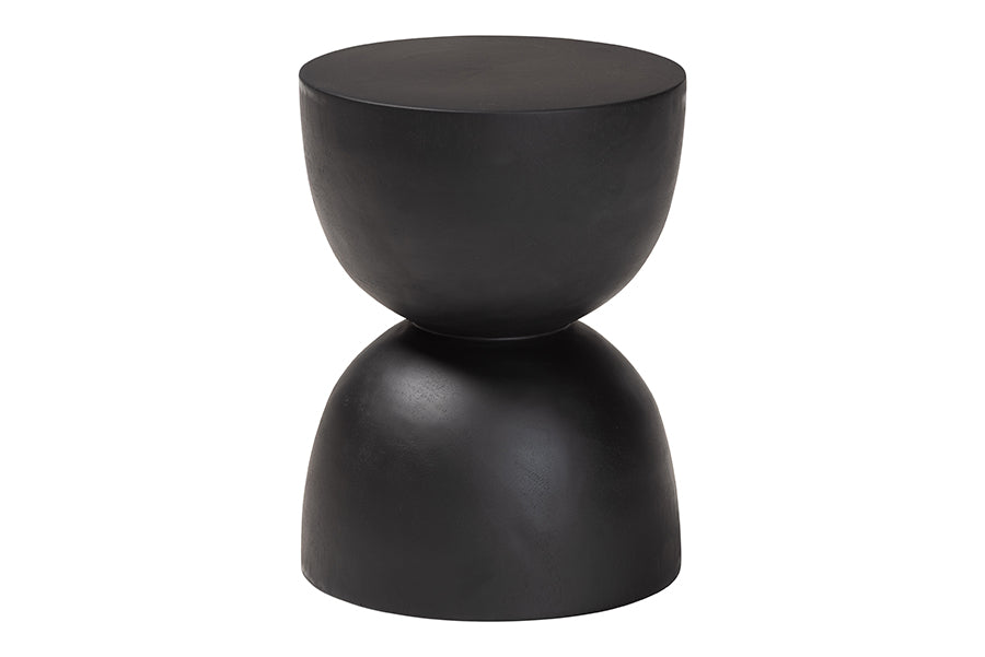 bali & pari Nomiki Solid Suar Wood Side Table - Hand-Carved Sculptural End Table with Hourglass Design, Modern Boho Style for Living Room or Bedroom