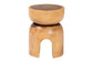 bali & pari Abrina Solid Suar Wood Side Table - Hand-Carved Sculptural End Table with Arched Base, Modern Boho Style for Living Room or Bedroom