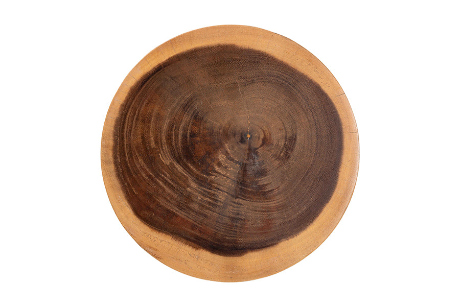 bali & pari Abrina Solid Suar Wood Side Table - Hand-Carved Sculptural End Table with Arched Base, Modern Boho Style for Living Room or Bedroom