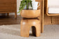 bali & pari Abrina Solid Suar Wood Side Table - Hand-Carved Sculptural End Table with Arched Base, Modern Boho Style for Living Room or Bedroom