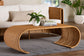 bali & pari Palm Waterfall Natural Rattan Coffee Table - Handwoven Wicker Centerpiece with Curved Silhouette for Boho, Coastal, or Tropical Living Room and Lounge Area