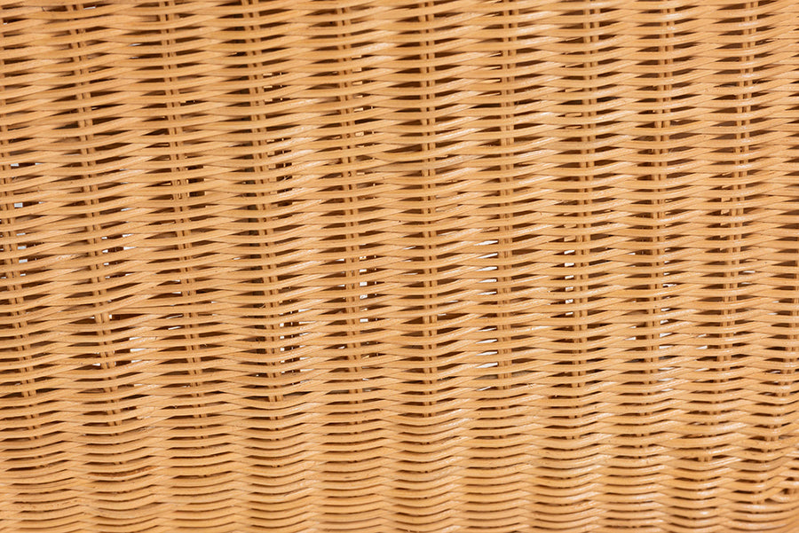 bali & pari Reya Natural Rattan Lounge Chair - Handwoven Wicker Accent Seating with Pedestal Base for Modern Boho, Coastal, or Tropical Living Room Spaces