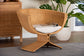 bali & pari Reya Natural Rattan Lounge Chair - Handwoven Wicker Accent Seating with Pedestal Base for Modern Boho, Coastal, or Tropical Living Room Spaces