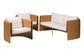 bali & pari Carina Natural Rattan 3-Piece Living Room Set - Lounge Sofa and Armchairs with Handwoven U-Shaped Design for Boho, Coastal, or Tropical Interiors