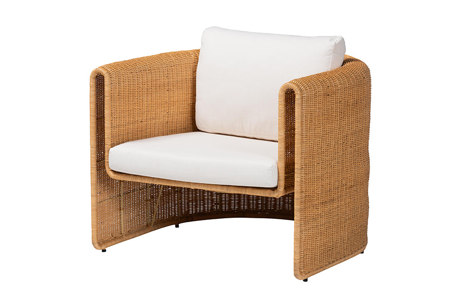 bali & pari Carina Natural Rattan 3-Piece Living Room Set - Lounge Sofa and Armchairs with Handwoven U-Shaped Design for Boho, Coastal, or Tropical Interiors
