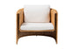 bali & pari Carina Natural Rattan Armchair with Cushion - Handwoven Lounge Chair with U-Shaped Silhouette and Deep Seating for Boho, Coastal, or Tropical Living Spaces