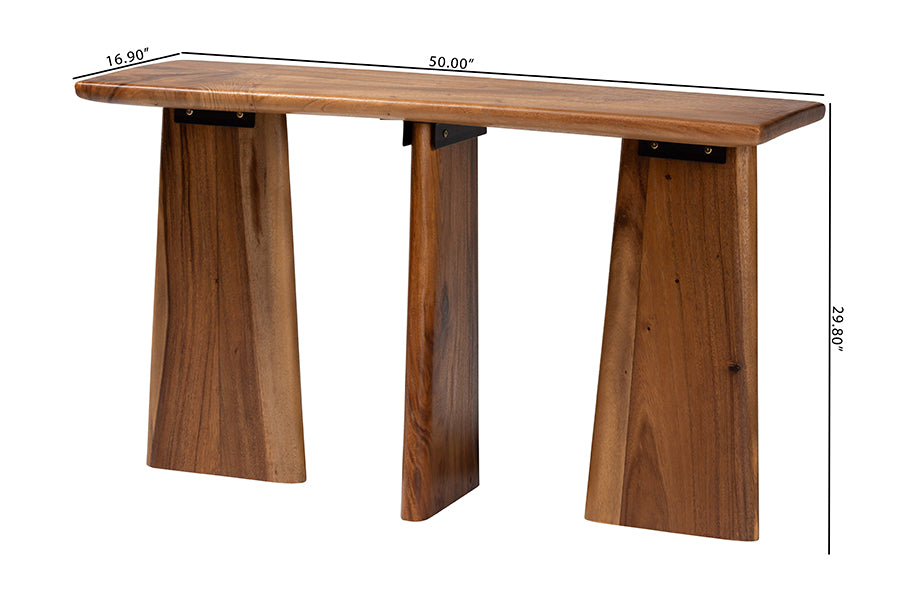 bali & pari Caruso Suar Wood Console Table - Live Edge Statement Table for Entryway or Living Room