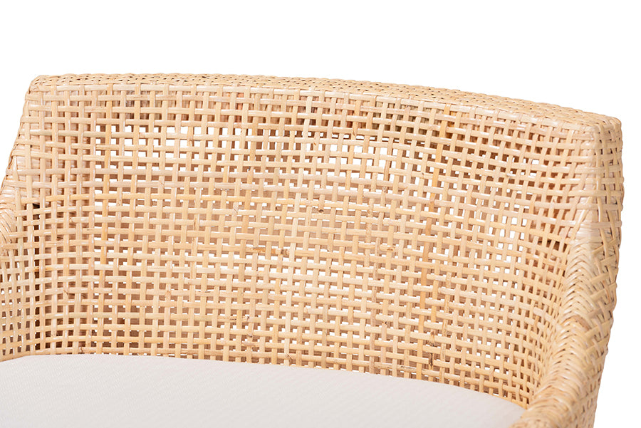 bali & pari Beata Natural Rattan Counter Stool - Handcrafted Wingback Counter Chair with Woven Detailing and Removable Cushion, Coastal Boho Style Seating for Kitchen Island or Dining Area