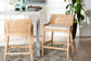 bali & pari Beata Natural Rattan Counter Stool - Handcrafted Wingback Counter Chair with Woven Detailing and Removable Cushion, Coastal Boho Style Seating for Kitchen Island or Dining Area
