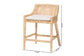 bali & pari Beata Natural Rattan Counter Stool - Handcrafted Wingback Counter Chair with Woven Detailing and Removable Cushion, Coastal Boho Style Seating for Kitchen Island or Dining Area