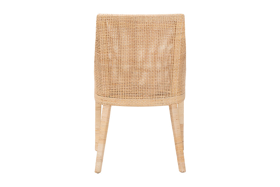 bali & pari Beata Natural Rattan Dining Chair - Handcrafted Wingback Accent Chair with Woven Detailing and Removable Cushion, Coastal Boho Seating for Kitchen or Dining Room