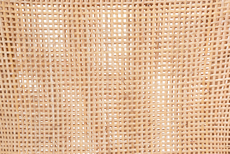 bali & pari Beata Natural Rattan Dining Chair - Handcrafted Wingback Accent Chair with Woven Detailing and Removable Cushion, Coastal Boho Seating for Kitchen or Dining Room