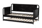 Baxton Studio Lucera Bobbin Daybed with Rolling Trundle - Wooden Bed Frame with Turned Spindle Detailing, Classic Style Sofa Bed for Bedroom or Guest Room, Twin, Black