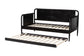 Baxton Studio Lucera Bobbin Daybed with Rolling Trundle - Wooden Bed Frame with Turned Spindle Detailing, Classic Style Sofa Bed for Bedroom or Guest Room, Twin, Black