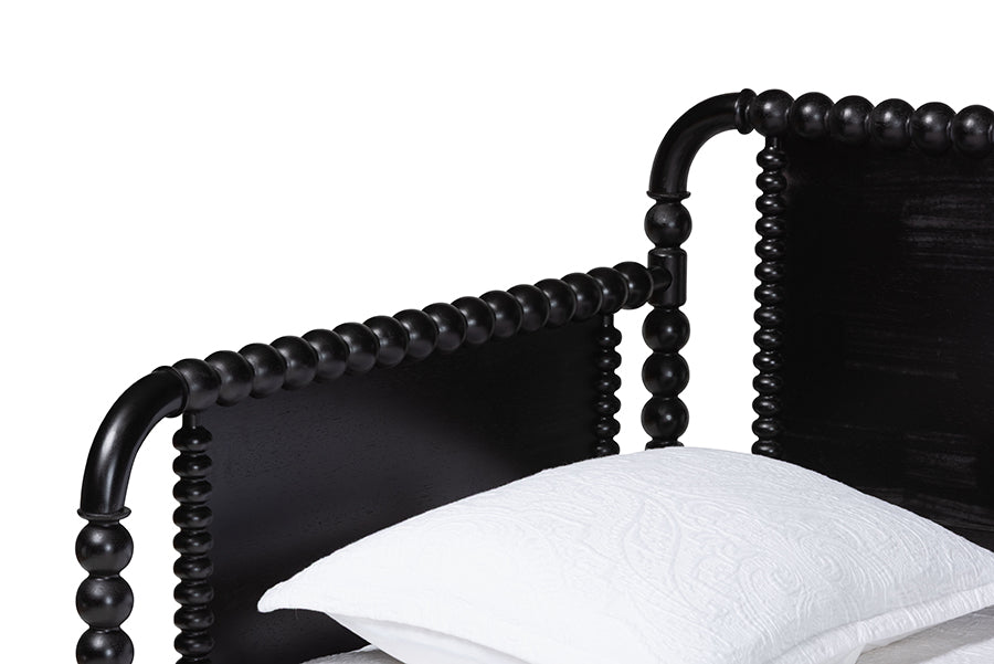Baxton Studio Lucera Bobbin Daybed - Wooden Spindle Bed Frame, Classic Style Sofa Bed for Bedroom or Guest Room, Twin, Black
