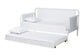 Baxton Studio Lucera Bobbin Daybed with Rolling Trundle - Wooden Bed Frame with Turned Spindle Detailing, Classic Style Sofa Bed for Bedroom or Guest Room, Twin, White