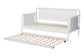 Baxton Studio Lucera Bobbin Daybed with Rolling Trundle - Wooden Bed Frame with Turned Spindle Detailing, Classic Style Sofa Bed for Bedroom or Guest Room, Twin, White