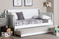 Baxton Studio Lucera Bobbin Daybed with Rolling Trundle - Wooden Bed Frame with Turned Spindle Detailing, Classic Style Sofa Bed for Bedroom or Guest Room, Twin, White