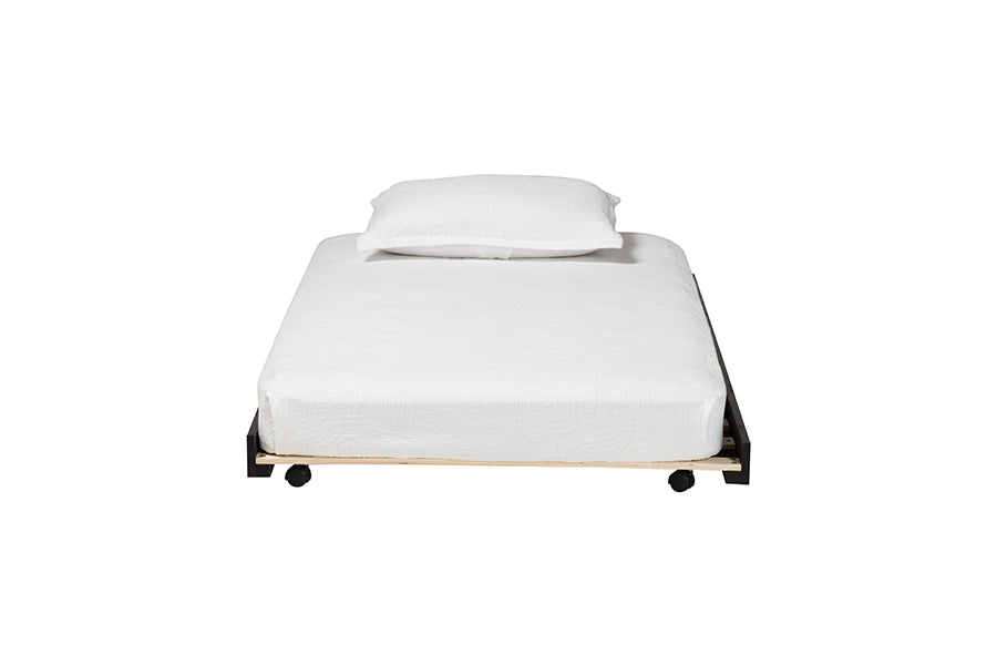 Baxton Studio Lucera Trundle - Underbed Low-Profile Rolling Base for Daybeds and Guest Rooms, Twin, Black