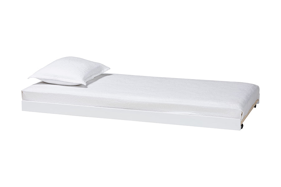 Baxton Studio Lucera Trundle - Underbed Low-Profile Rolling Base for Daybeds and Guest Rooms, Twin, White