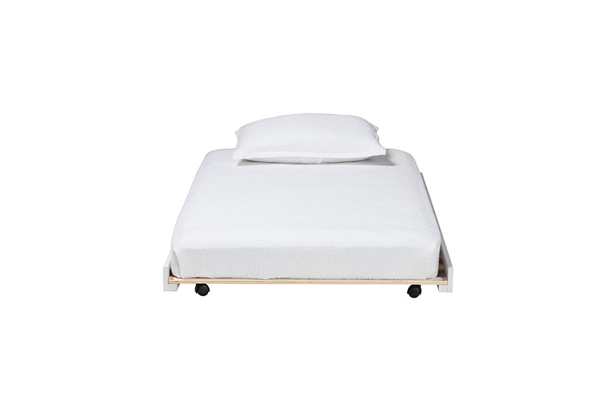 Baxton Studio Lucera Trundle - Underbed Low-Profile Rolling Base for Daybeds and Guest Rooms, Twin, White