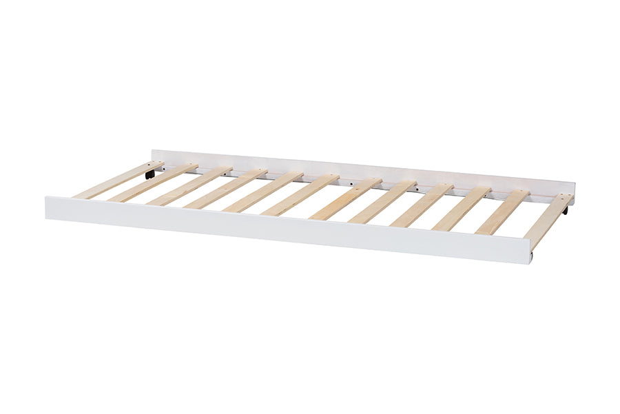 Baxton Studio Lucera Trundle - Underbed Low-Profile Rolling Base for Daybeds and Guest Rooms, Twin, White