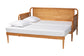 Baxton Studio Lucera Bobbin Twin-To-King Expandable Daybed - Wood Bed Frame with Turned Spindle Detailing, Classic Style Sofa Bed for Bedroom or Guest Room, Oak Brown