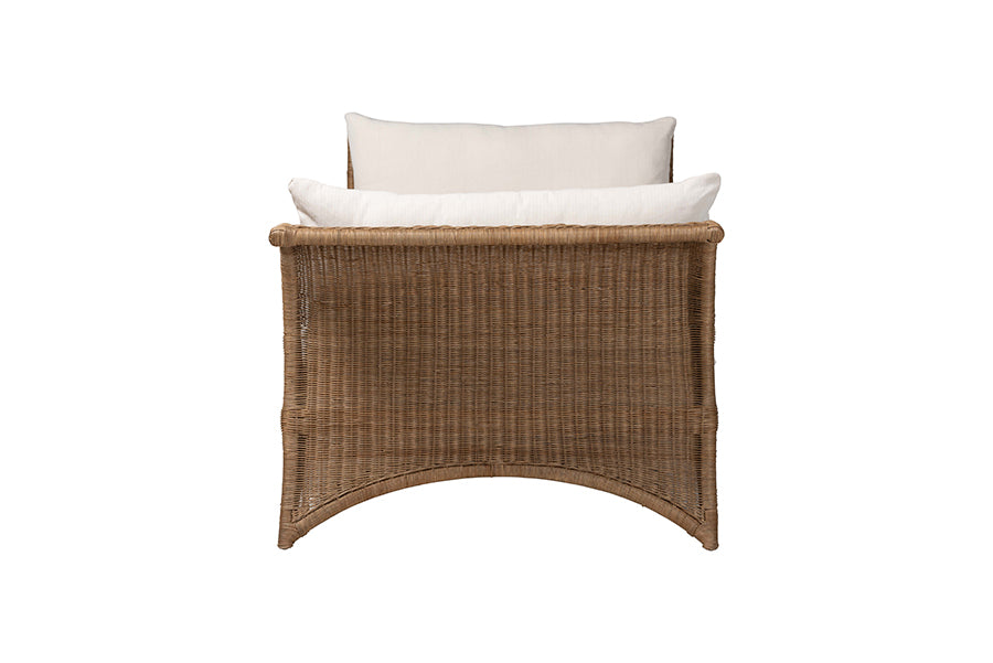 bali & pari Kalisha Natural Rattan Daybed with Cushions - Coastal Boho Indoor Lounge Sofa Bench for Living Room, Sunroom, or Bedroom Relaxation