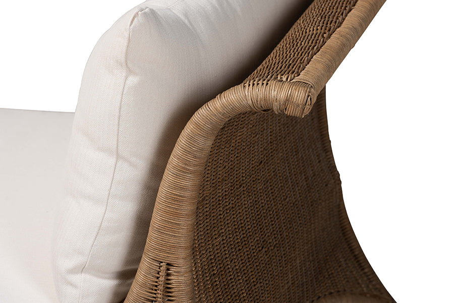 bali & pari Kalisha Natural Rattan Daybed with Cushions - Coastal Boho Indoor Lounge Sofa Bench for Living Room, Sunroom, or Bedroom Relaxation