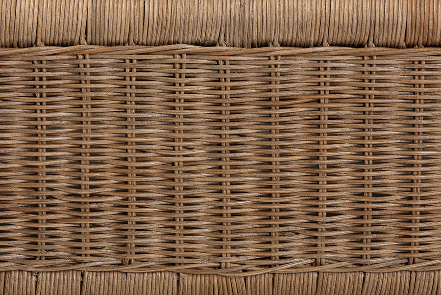 bali & pari Kalisha Natural Rattan Daybed with Cushions - Coastal Boho Indoor Lounge Sofa Bench for Living Room, Sunroom, or Bedroom Relaxation