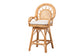 bali & pari Adam Natural Rattan Counter Stool with Cushion - Handwoven Wicker Swivel Bar Chair for Kitchen Island or Lounge Area
