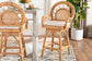 bali & pari Adam Natural Rattan Counter Stool with Cushion - Handwoven Wicker Swivel Bar Chair for Kitchen Island or Lounge Area