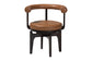 Baxton Studio Delacruz Swivel Dining Chair - Round Open Back Accent Chair with Faux Leather Upholstery, Modern Contemporary Seating for Kitchen or Dining Room