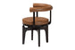 Baxton Studio Delacruz Swivel Dining Chair - Round Open Back Accent Chair with Faux Leather Upholstery, Modern Contemporary Seating for Kitchen or Dining Room
