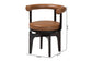 Baxton Studio Delacruz Swivel Dining Chair - Round Open Back Accent Chair with Faux Leather Upholstery, Modern Contemporary Seating for Kitchen or Dining Room
