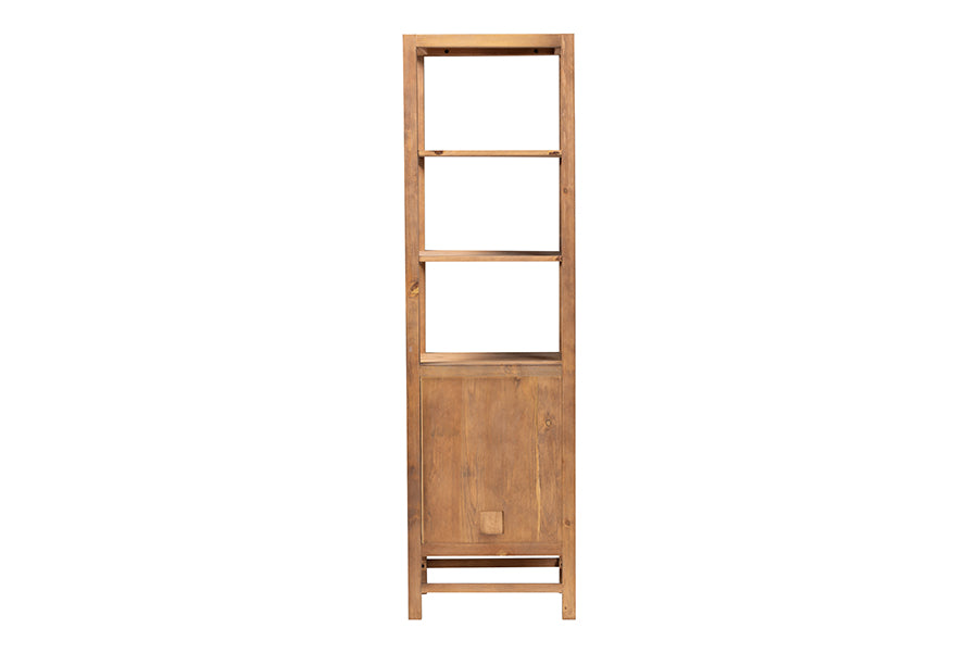 bali & pari Sibu Storage Cabinet with Rattan Door - Tall Accent Display Tower with Open Shelves and Cabinet for Living Room, Bedroom or Office