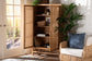 bali & pari Sibu Storage Cabinet with Rattan Doors - Tall Accent Cabinet with Double Doors and Four Interior Shelves for Living Room, Bedroom or Office