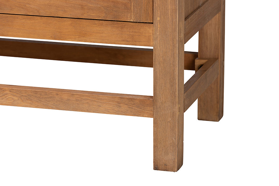 bali & pari Sibu Storage Cabinet with Rattan Doors - Tall Accent Cabinet with Double Doors and Four Interior Shelves for Living Room, Bedroom or Office