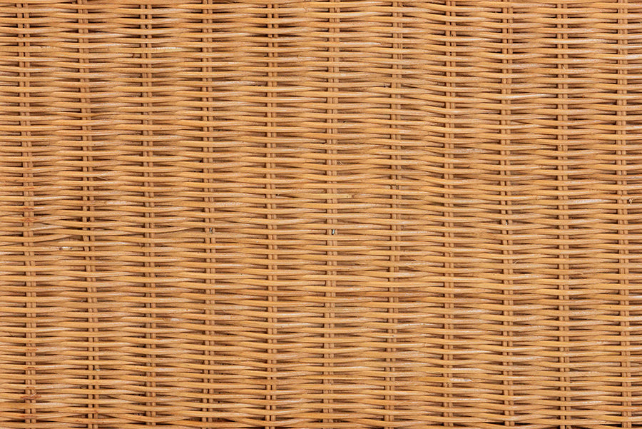 bali & pari Melanie Natural Rattan Bed - Coastal Boho Bed Frame with Scalloped Headboard, King