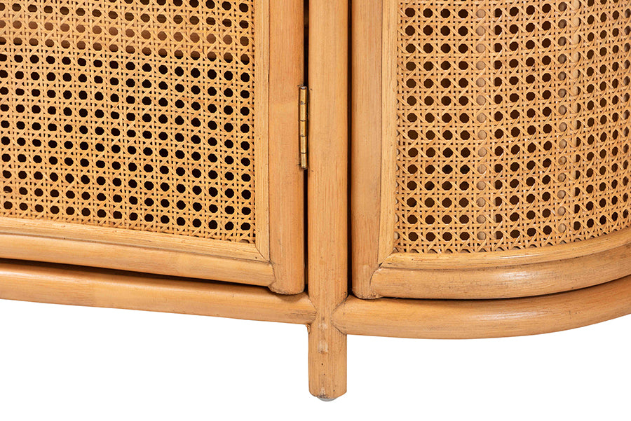 bali & pari McKenna Natural Rattan Sideboard - Handwoven Wicker Buffet Credenza, Boho Coastal Style for Dining or Living Room, 2-Drawer