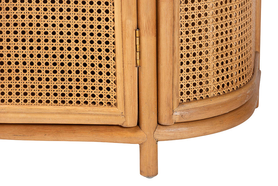 bali & pari McKenna Natural Rattan Storage Cabinet - Handwoven Wicker Accent Cabinet, Boho Coastal Style for Living Room or Entryway, 1-Drawer