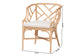 bali & pari Padma Natural Rattan Dining Chair - Handwoven Barrel Accent Chair with Bamboo-Style Frame and Lattice Detail for Boho, Coastal, or Tropical Dining or Lounge Area