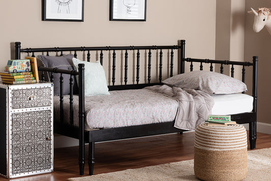 Baxton Studio Marisela Twin-to-King Expandable Daybed – Wood Spindle Bed Frame with Bamboo-Inspired Posts FredCo