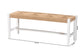 Bali & Pari Prita White Woven Paper Loom Bench with Mahogany Frame – Handcrafted Dining or Entryway Accent Seating