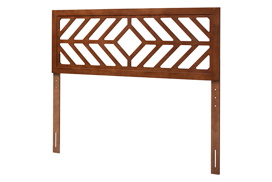 Baxton Studio Olsen Wood Headboard with Geometric Cutout Design - Modern Decorative Panel for Bed Frame, Contemporary Bedroom Accent with Adjustable Height, Full