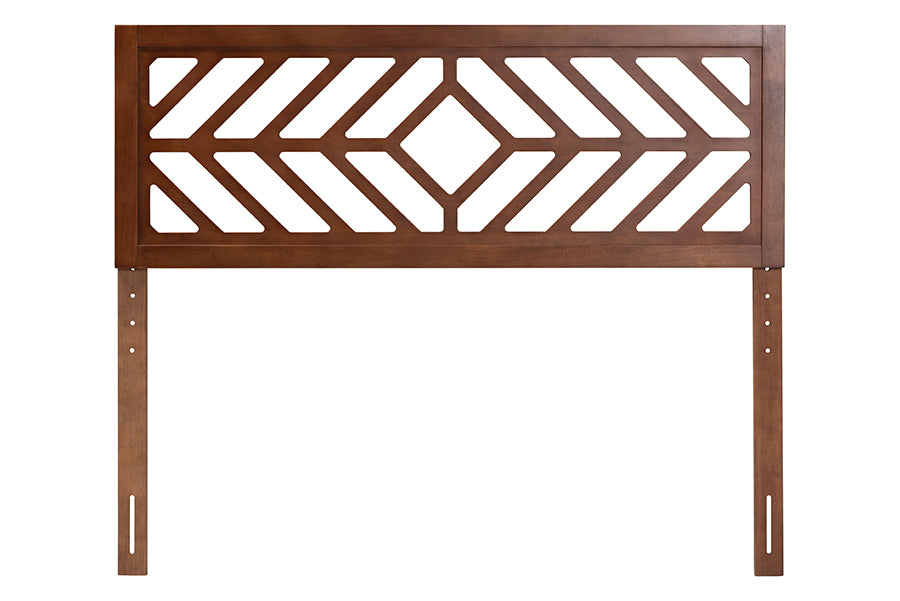 Baxton Studio Olsen Wood Headboard with Geometric Cutout Design - Modern Decorative Panel for Bed Frame, Contemporary Bedroom Accent with Adjustable Height, Queen